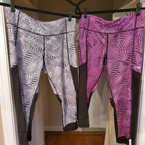 TWO Champion Cropped Drawstring Leggings!  Sz L